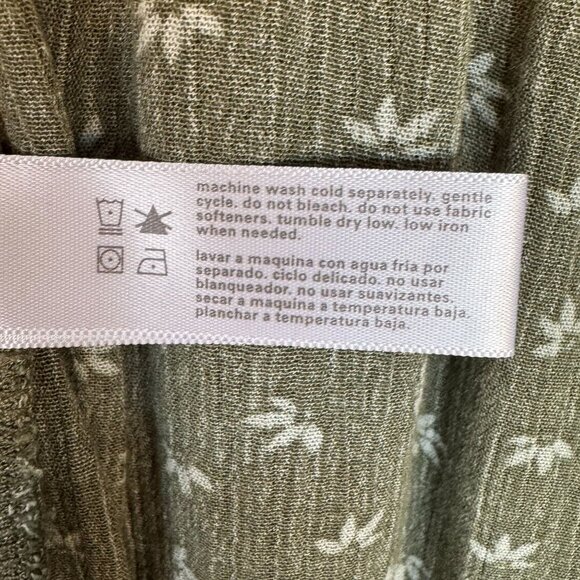 Three Dots Sage Green Ditzy Leaf Print High Rise Wide Leg Palazzo Pants Size XL - Picture 11 of 11